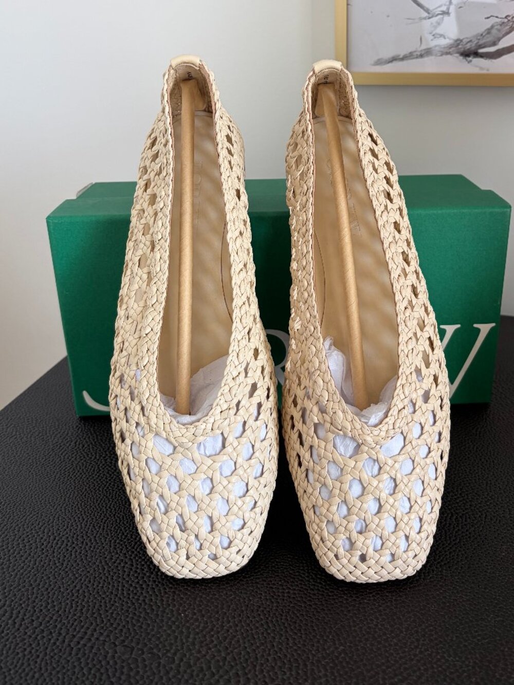 J.Crew Quinn Handwoven Leather Ballet Flats Warm Sesame Size 8 - Picture 2 of 10
